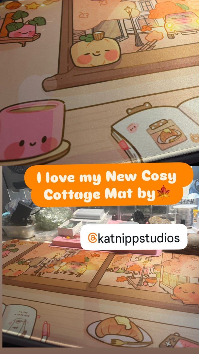 Customer photo review of Cosy Pumpkin Cafe Desk Mat | Cottagecore Kawaii Gaming Mouse Pad