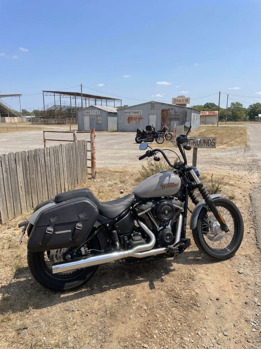 Customer photo review of 42L - Baldur Extra Large Leather Wrapped Motorcycle Hard Saddlebags for Harley Softail Street Bob FXBB/S