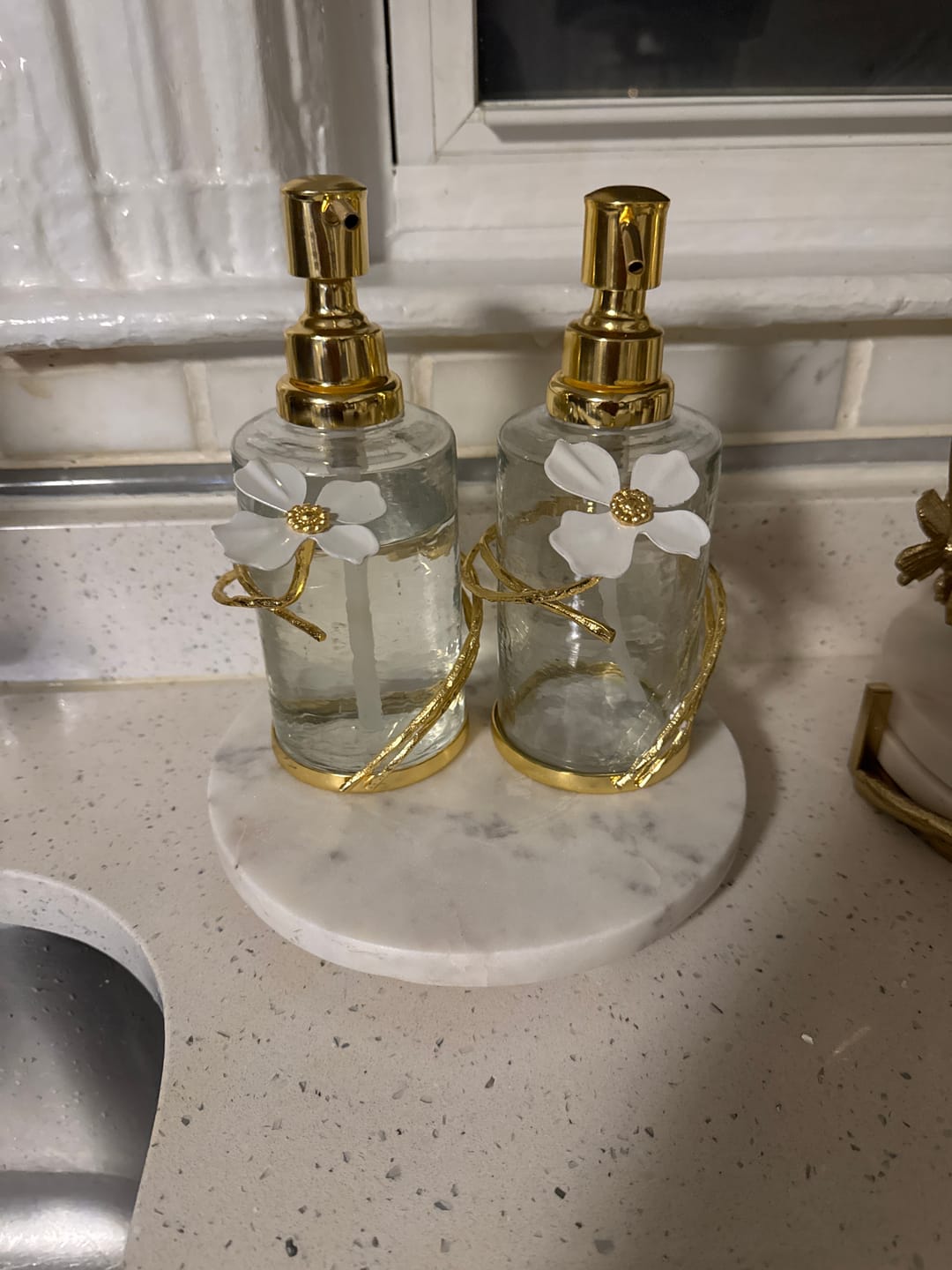 Customer photo review of Set Of Two Glass Soap Dispensers