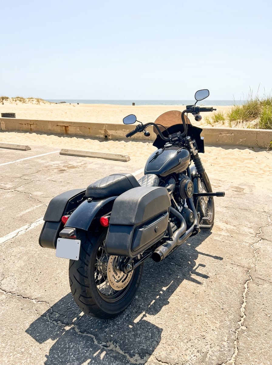 Customer photo review of 28L - Pantheon Medium Quick Mount Motorcycle Saddlebags For Harley Softail Street Bob FXBB/S