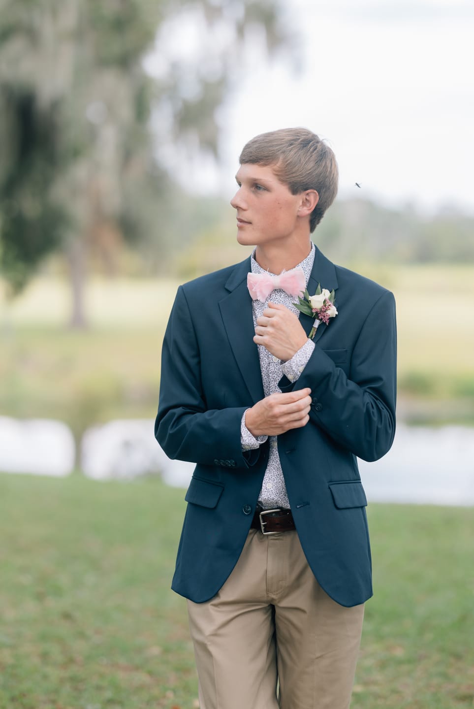Customer photo review of The Derby Rose Lilac Feather Bow Tie