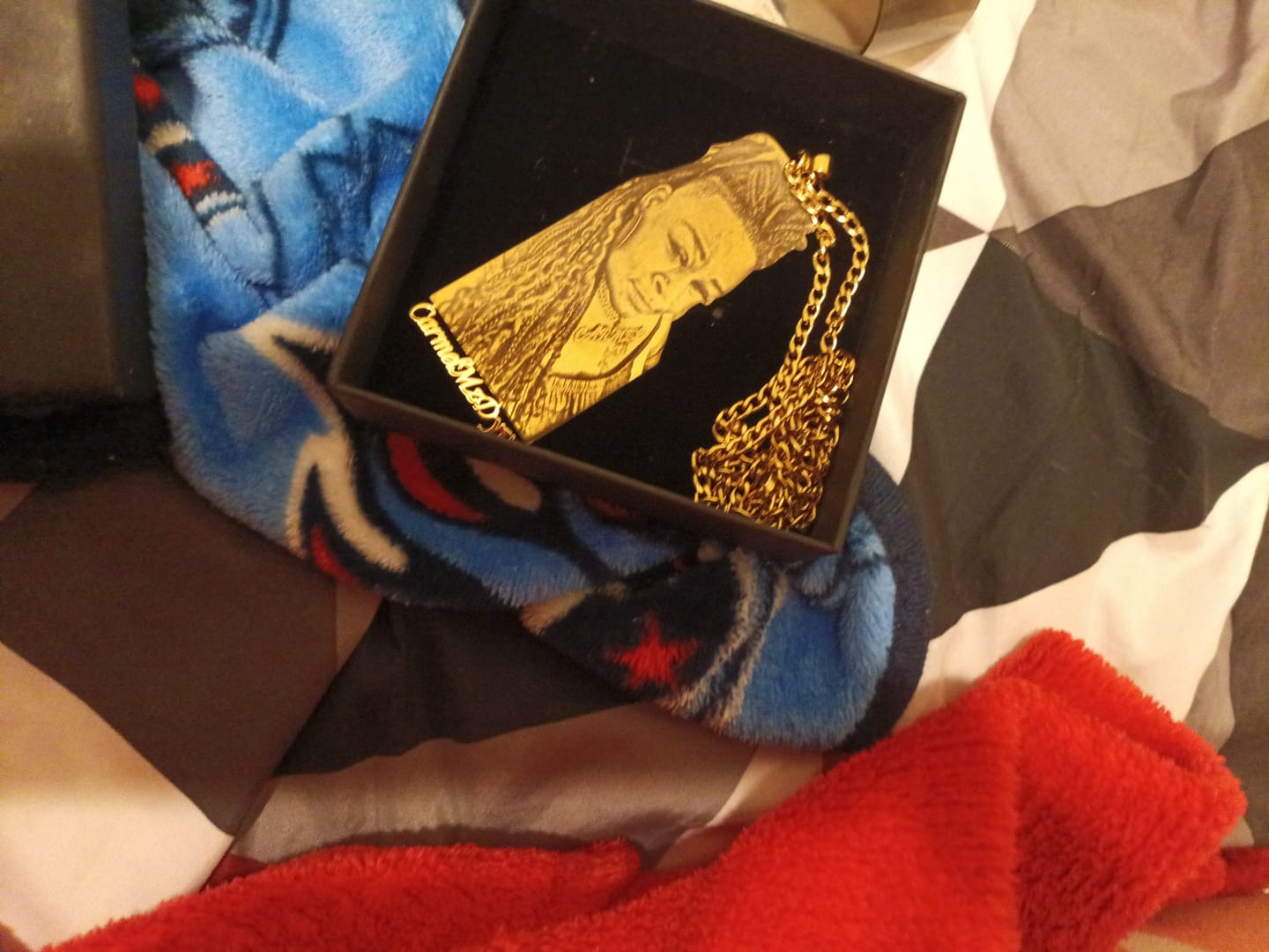 Customer photo review of Custom Photo Engraved Pendant Necklace