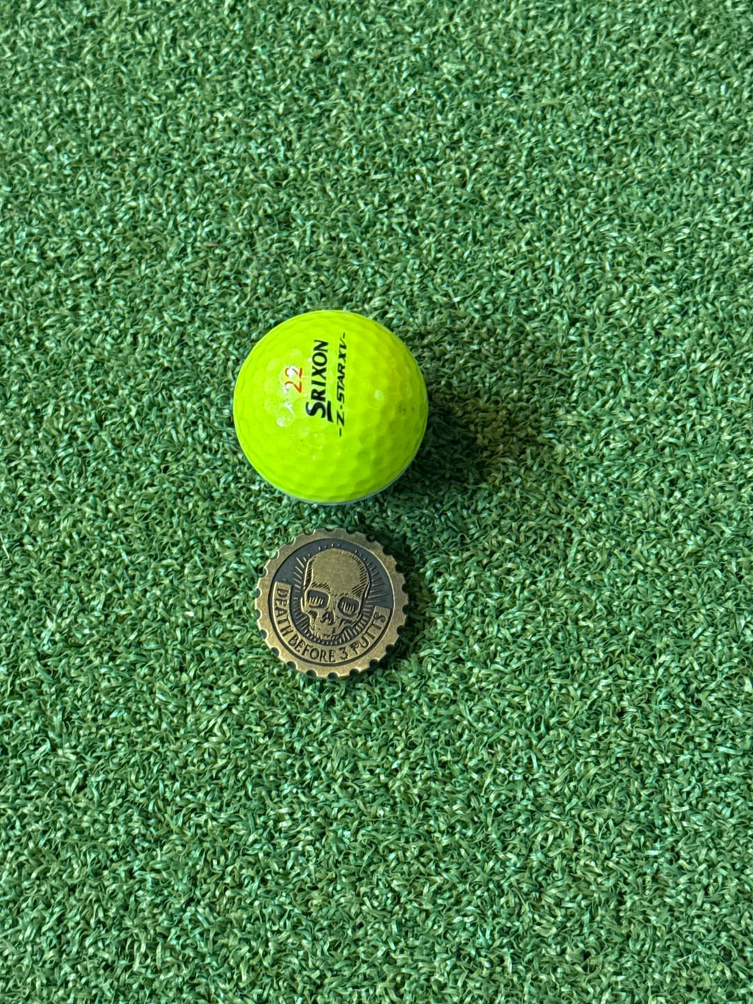 Customer photo review of Death Before 3 Putts - Brass EDC Marker