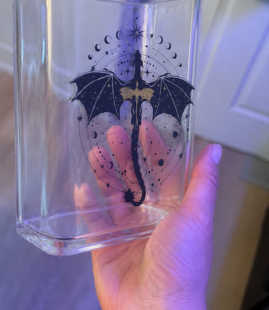Customer photo review of Black Dragon Acrylic Book Vase Book Lover Gift