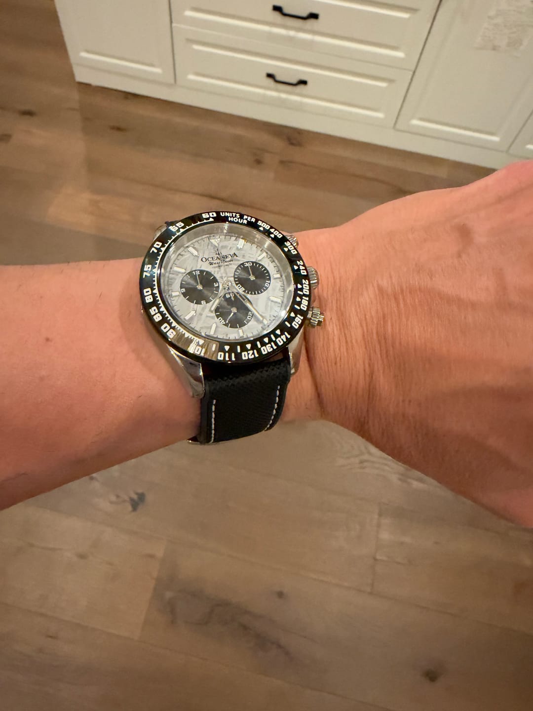 Customer photo review of Oceaneva WaveRacer 1000m Mechanical Chronograph Automatic Grade 5 Titanium Watch Meteorite