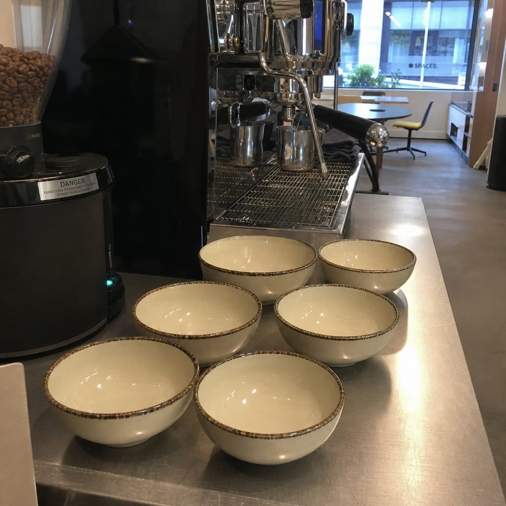 Customer photo review of Brown Speckled Alumina Vitrified Ceramic Cups for Catering (Pack of 12)