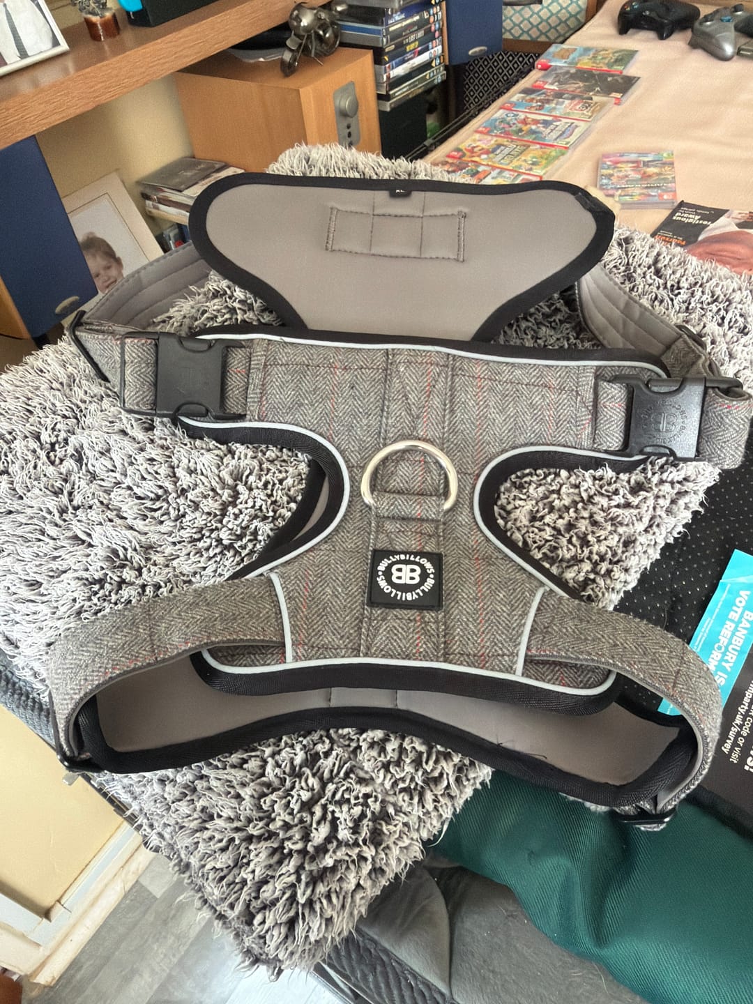 Customer photo review of Premium Comfort Herringbone Harness | Non Restrictive - Stone Grey