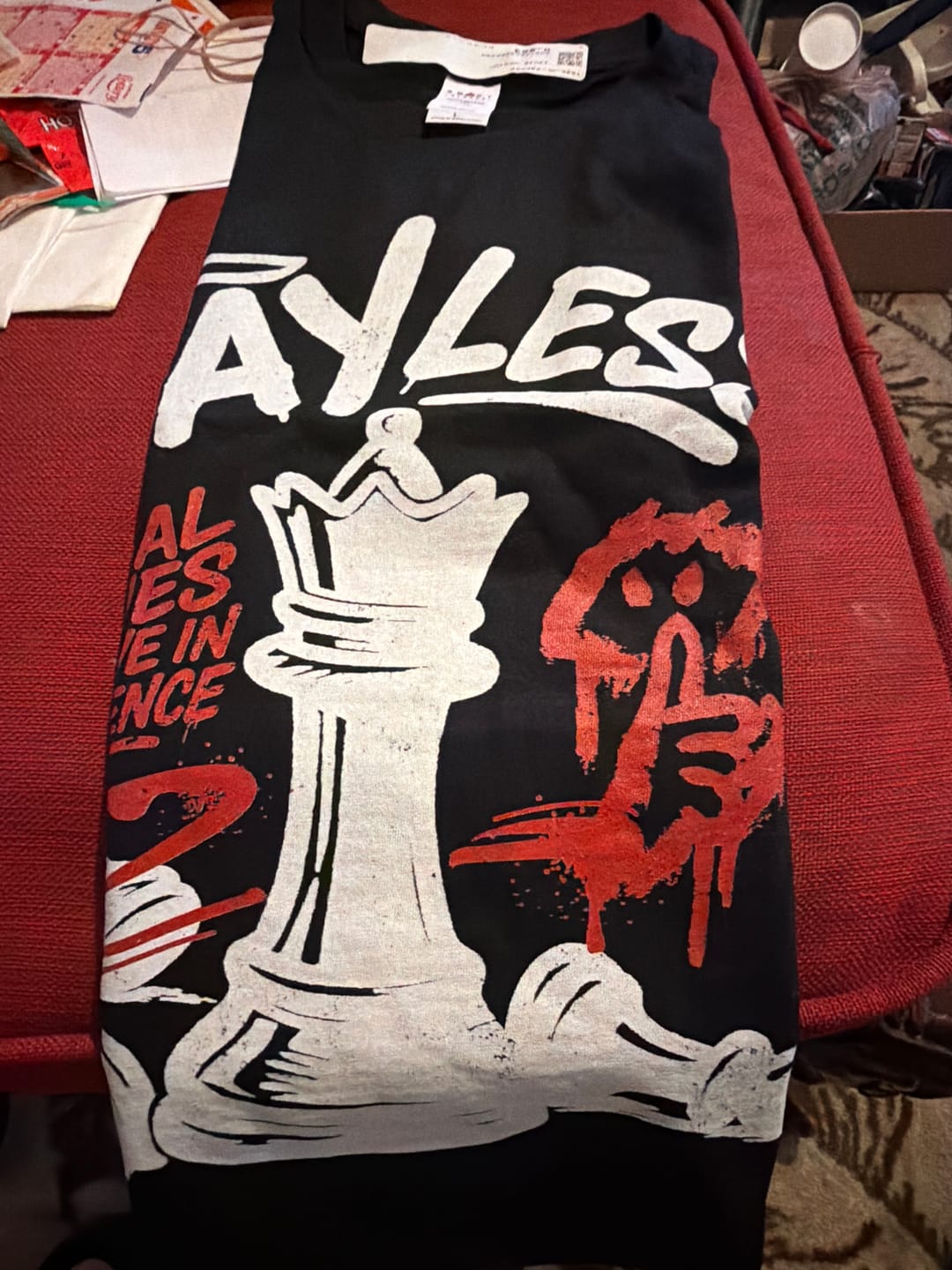 Customer photo review of Say Less Air Jordan 9 True Red Matching Graphic Tee