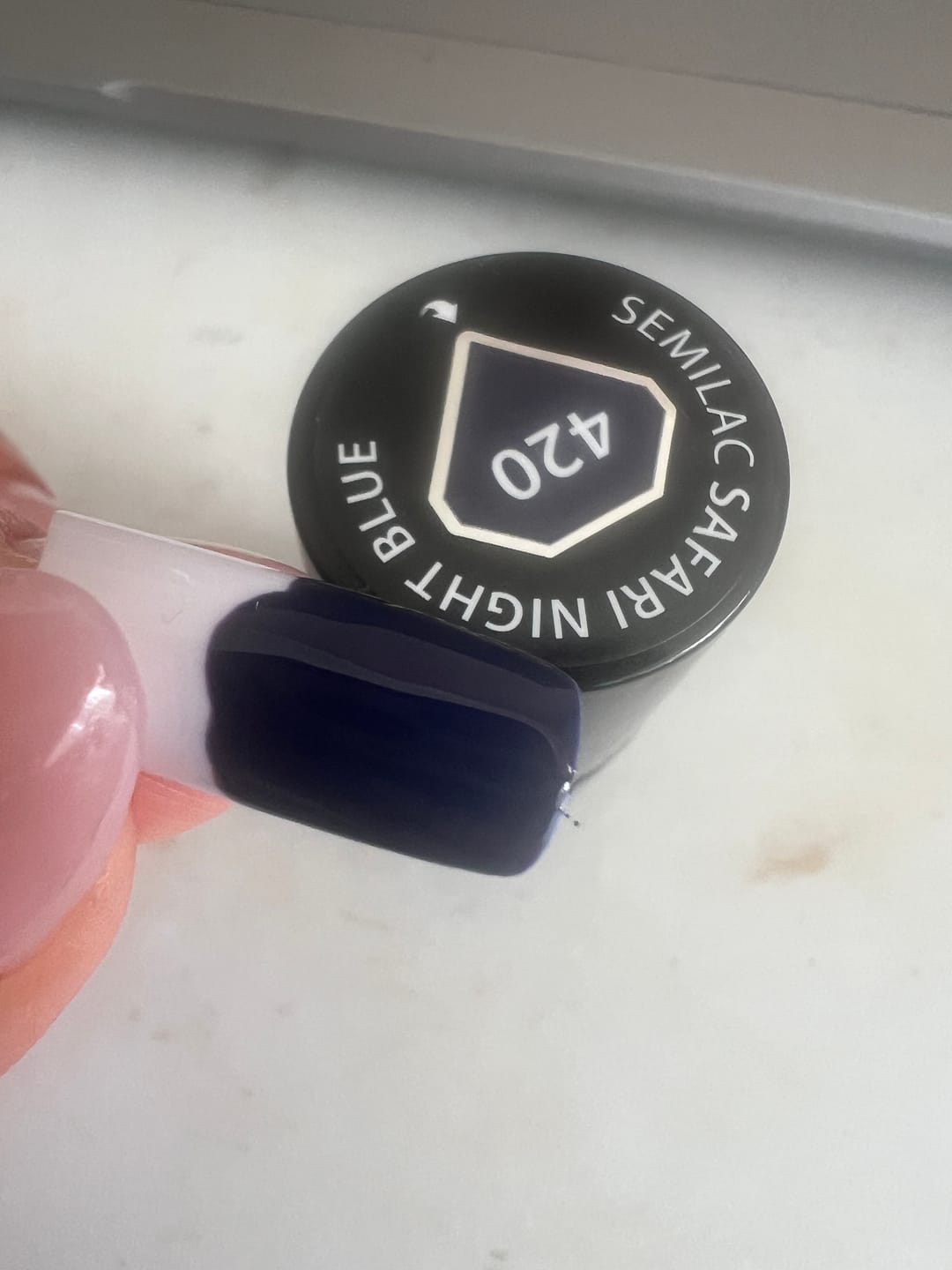 Customer photo review of Semilac 420 Safari Night Blue UV Gel Polish