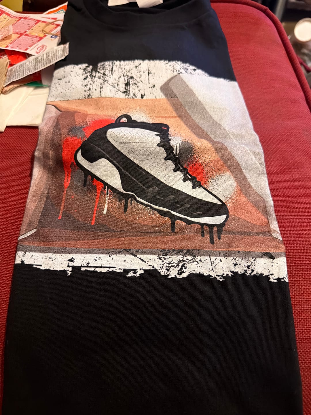 Customer photo review of New Kicks Air Jordan 9 True Red Matching Graphic Tee