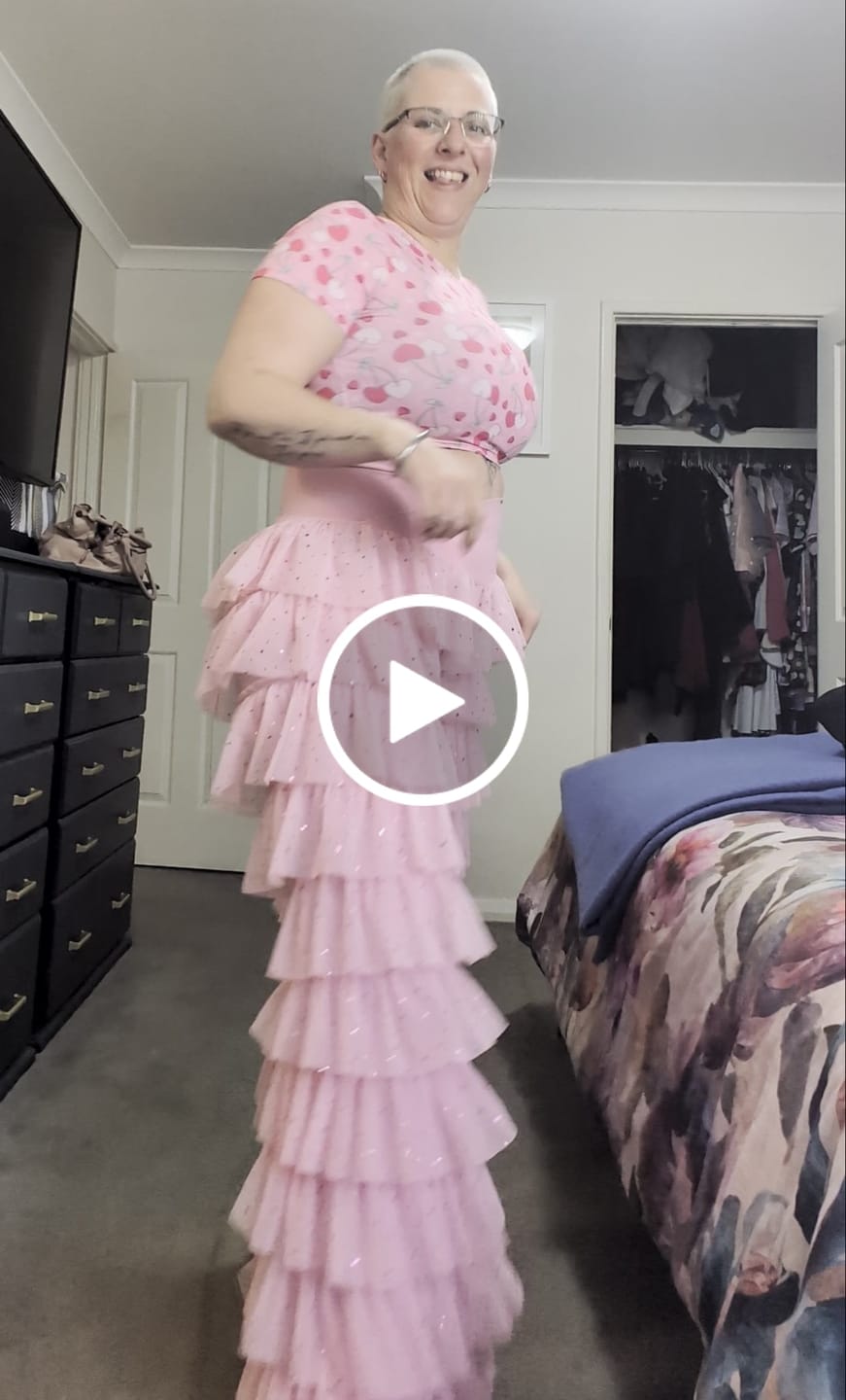 Customer video review of Pink Glitter Ruffle Flares