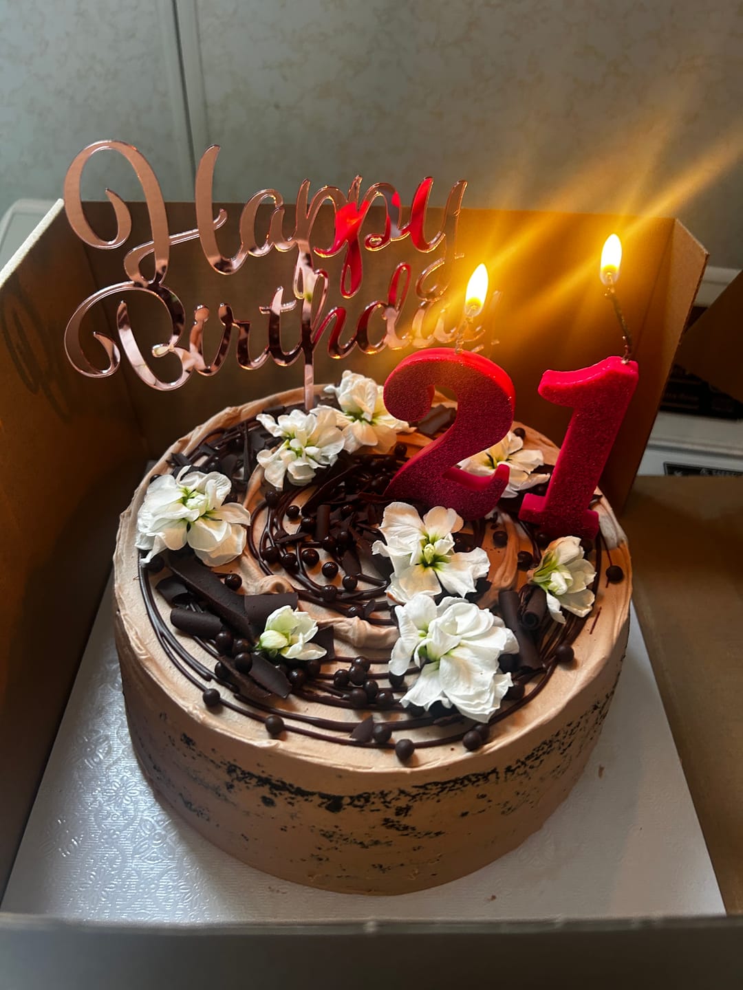 Customer photo review of double chocolate cake