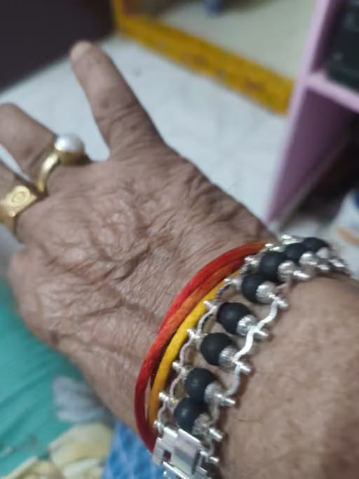 Customer photo review of Silver Plated Karungali Modern Bracelet - Natural Ebony Wood