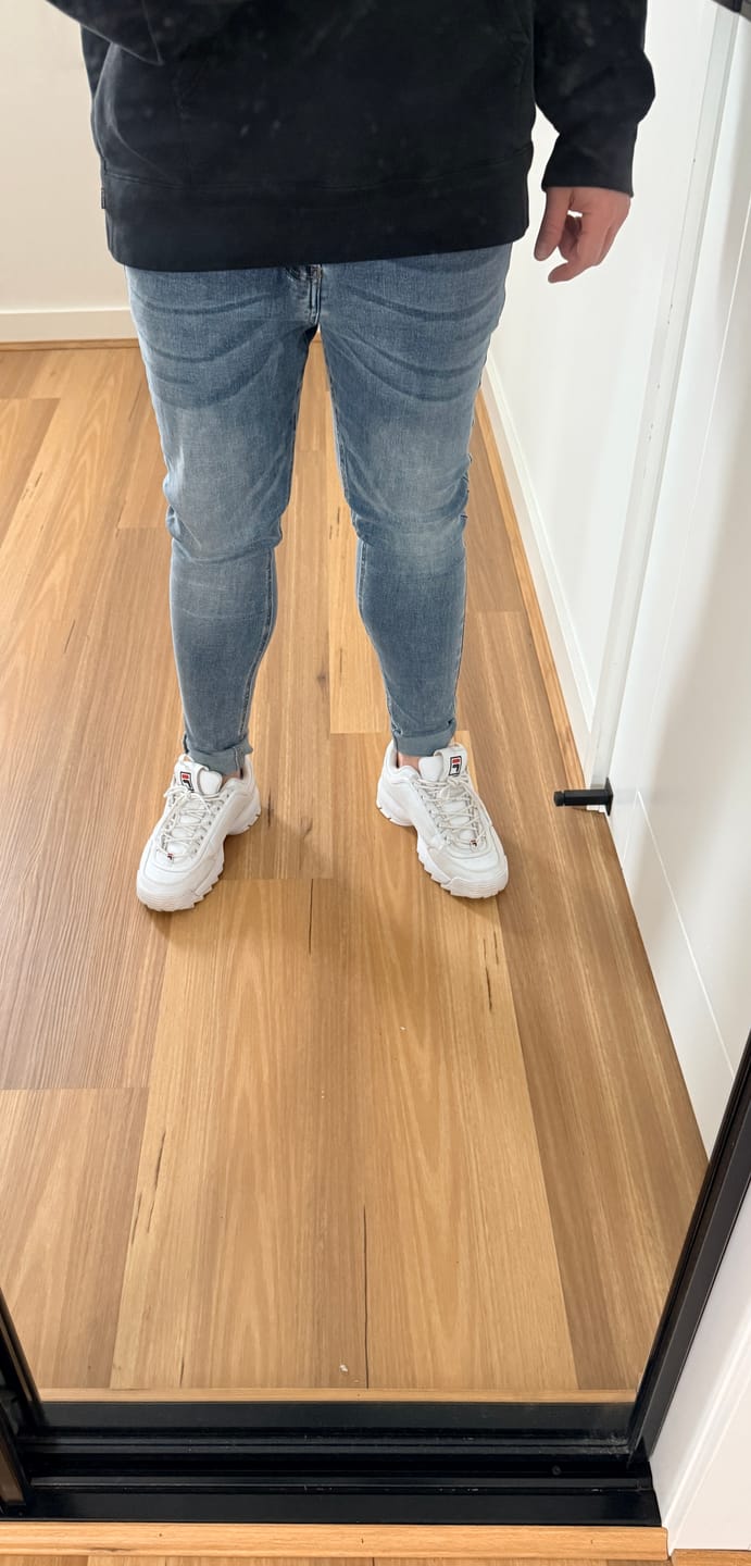Customer photo review of Washed Blue Skinny Fit Jeans