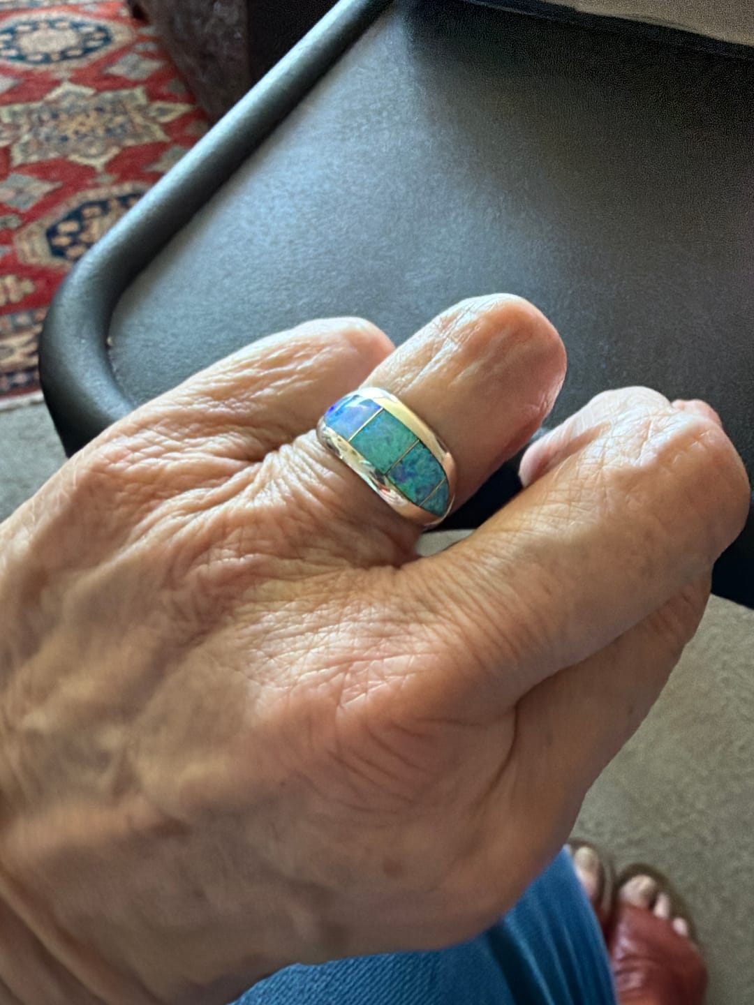 Customer photo review of Navajo Made Opal & Sterling Sliver Cluster Ring