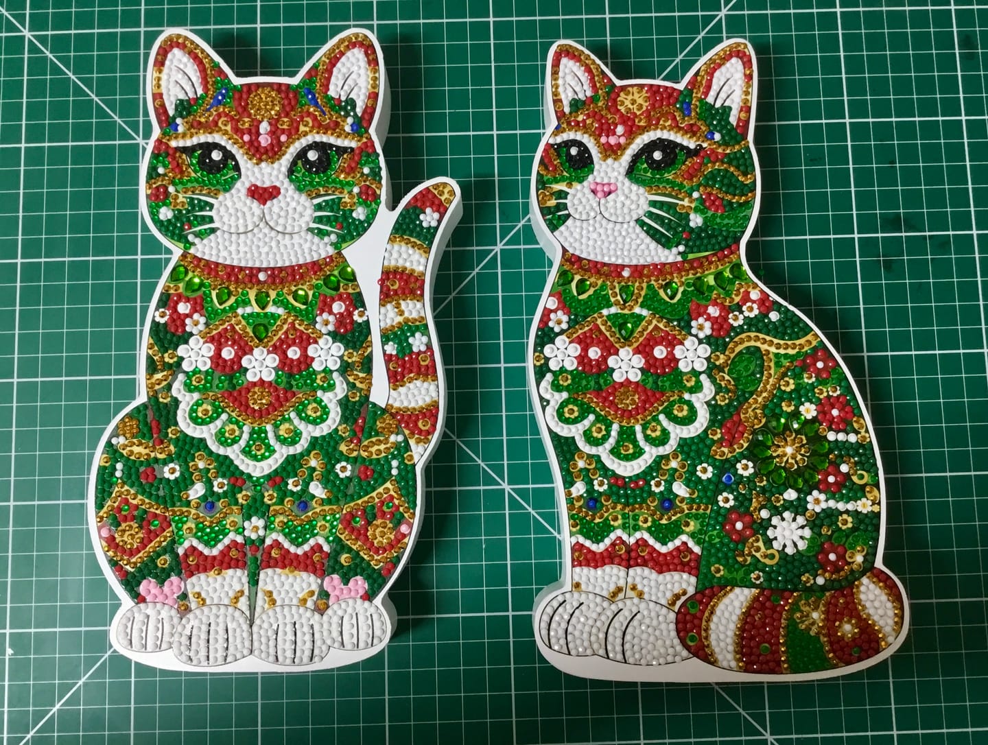 Customer photo review of Christmas Cats Crystal Art Decoration Kit