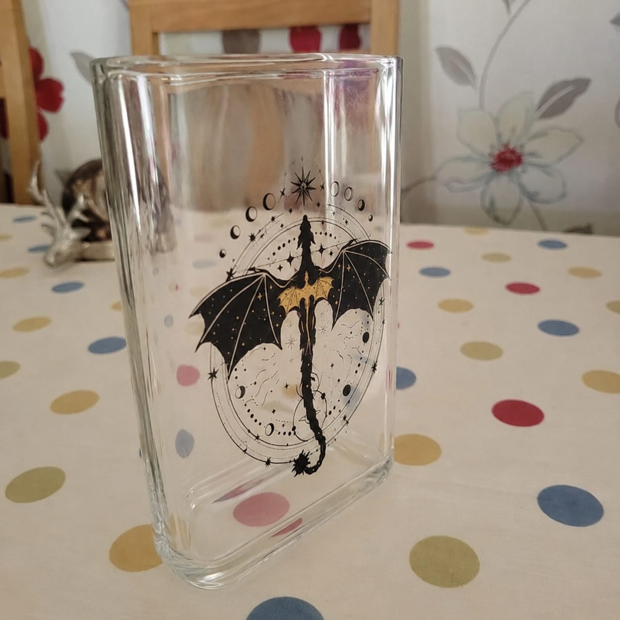Customer photo review of Black Dragon Acrylic Book Vase Book Lover Gift