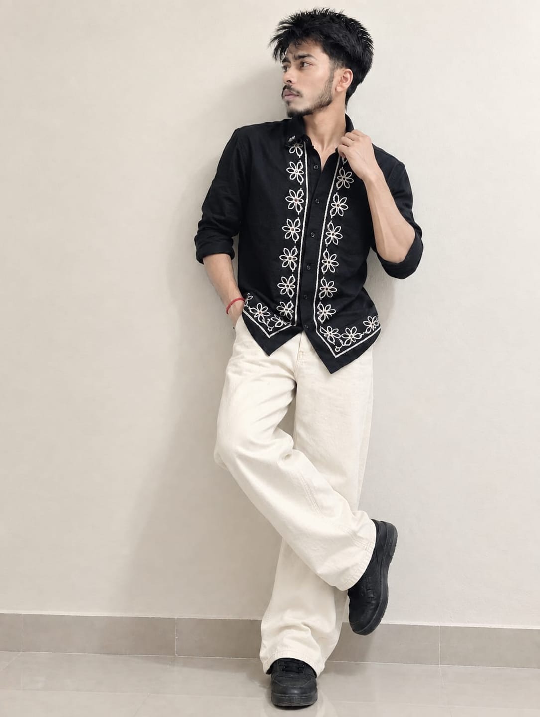 Customer photo review of Black Lotus Embroidery Shirt