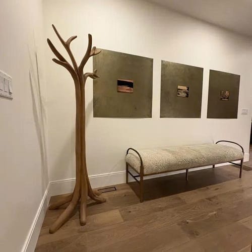 Customer photo review of Rustic Tree Branch Coat Rack, Freestanding Solid Wood Coat Tree & Hat Stand Organizer for Entryway