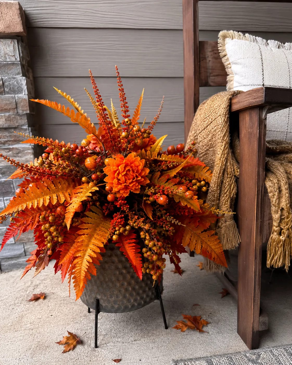Customer photo review of Autumn Harvest Floral Garden Stake Arrangement