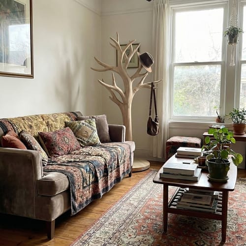 Customer photo review of Rustic Tree Coat Stand Entryway Living Room Mudroom