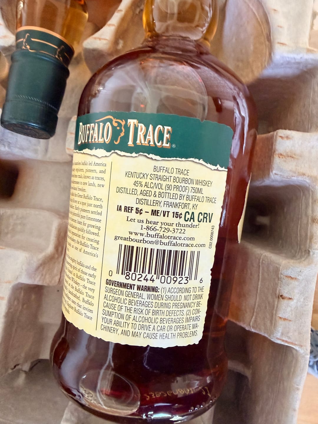 Customer photo review of Buffalo Trace Bourbon Whiskey 1L 6 Pack