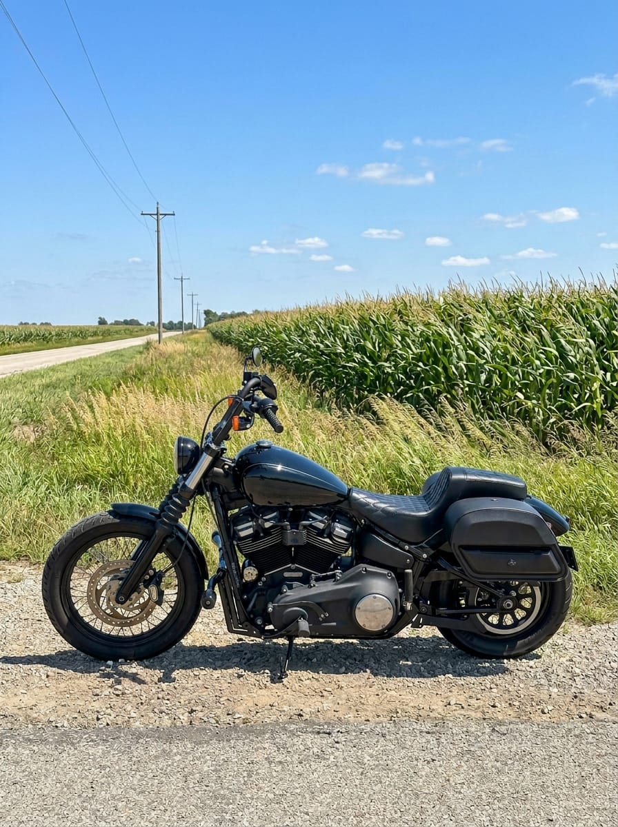 Customer photo review of 28L - Pantheon Medium Quick Mount Motorcycle Saddlebags For Harley Softail Street Bob FXBB/S