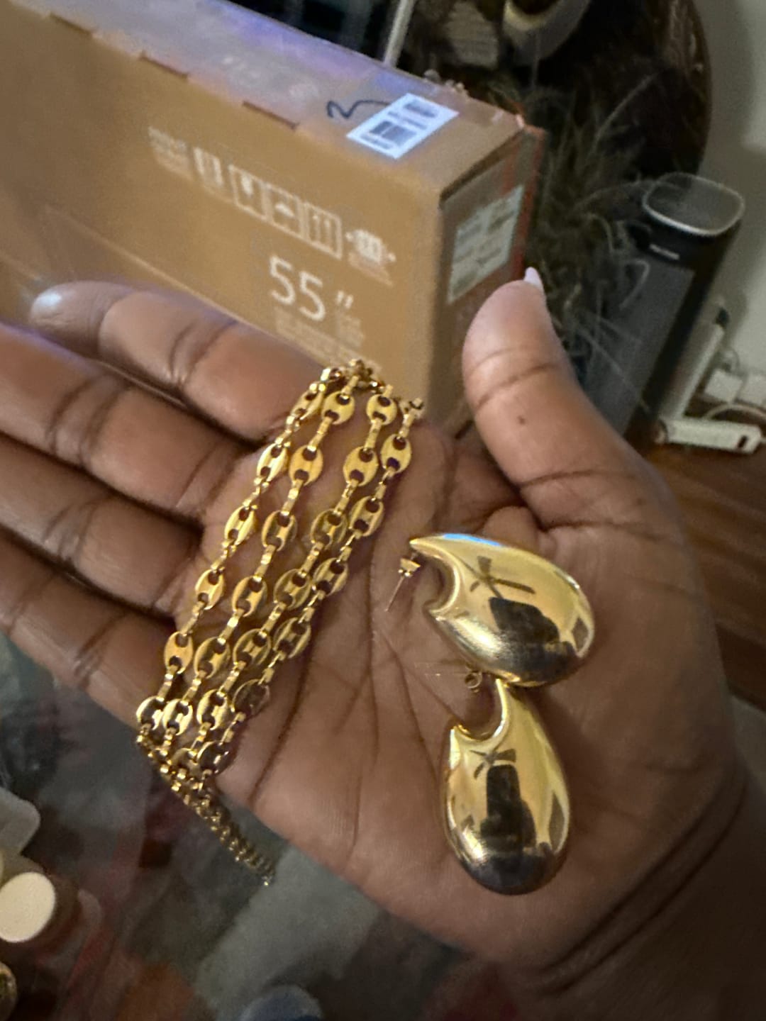 Customer photo review of Butterfly Wing Drop Earrings