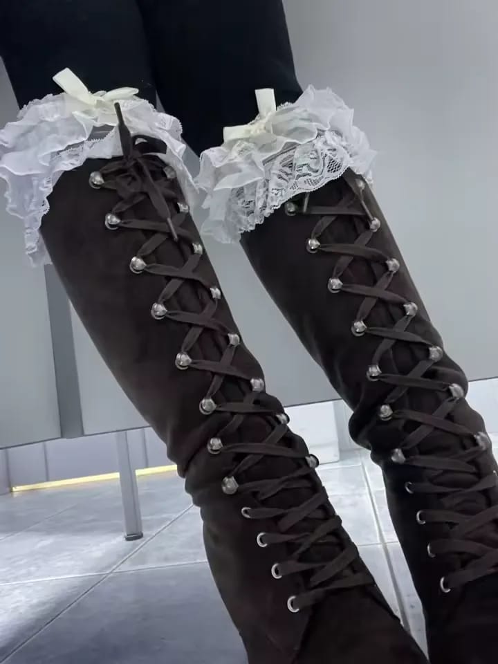 Customer photo review of Steampunk lace-up boots