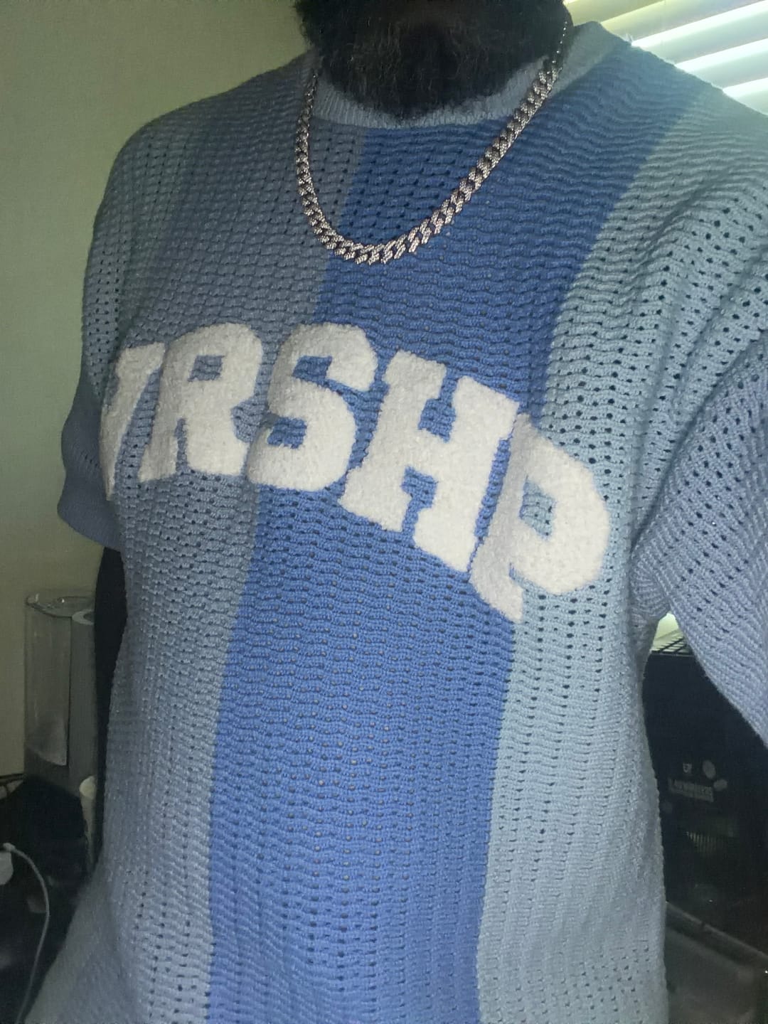 Customer photo review of WRSHP Crochet Top-Blue