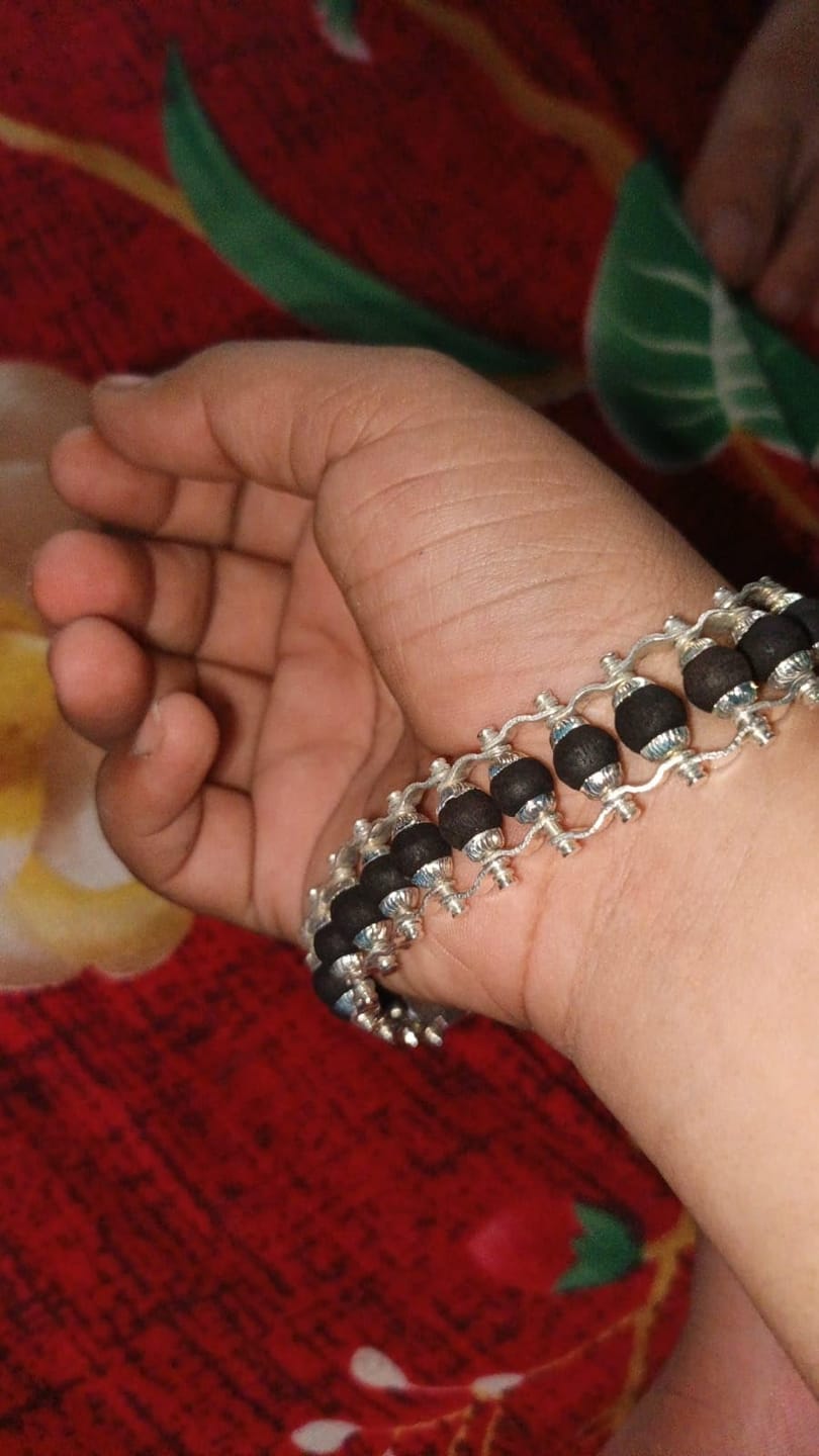 Customer photo review of Silver Plated Karungali Modern Bracelet - Natural Ebony Wood