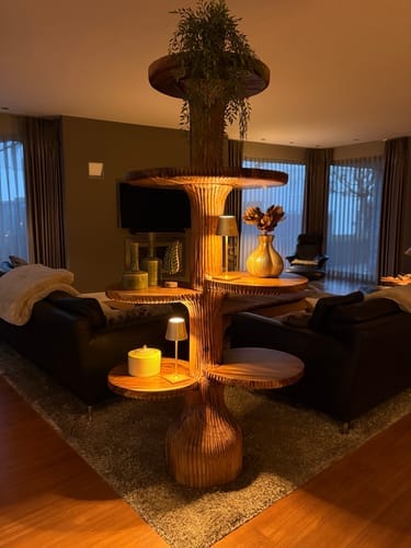 Customer photo review of Sculptural Tiered Wood Tree Shelf, Handcrafted Floating Branch Wall Mounted Bookcase for Living Room Art
