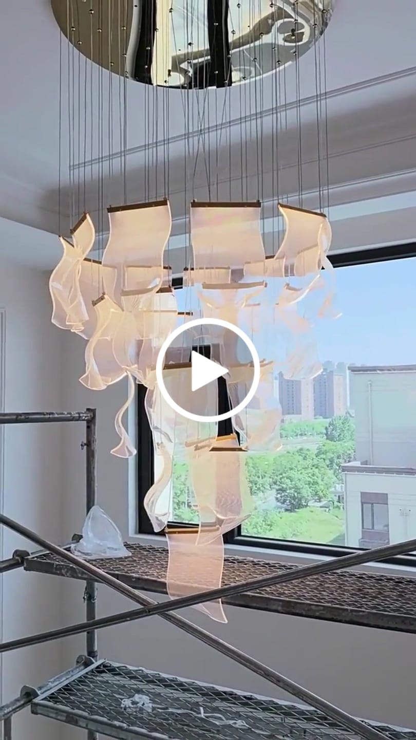 Customer video review of Large Clear Acrylic Flowing Wave Chandelier