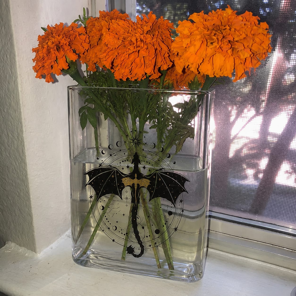 Customer photo review of Black Dragon Acrylic Book Vase Book Lover Gift