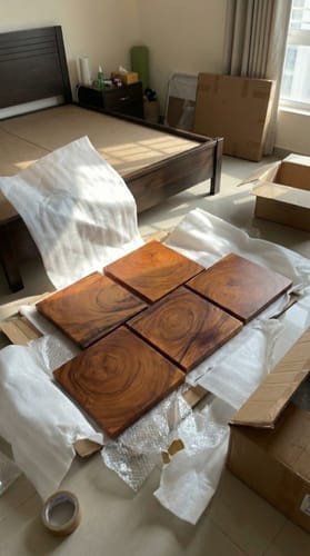 Customer photo review of Wood Headboard Panels Solid Wood Wall Decor Bed Room