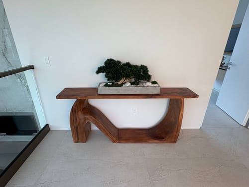 Customer photo review of Modern Live Edge Console Table, Artistic Handcrafted Solid Wood Entryway Table for Living Room & Foyer Home Decor
