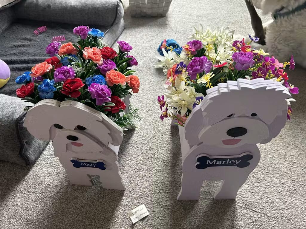 Customer photo review of Dog Planter - Goldendoodle