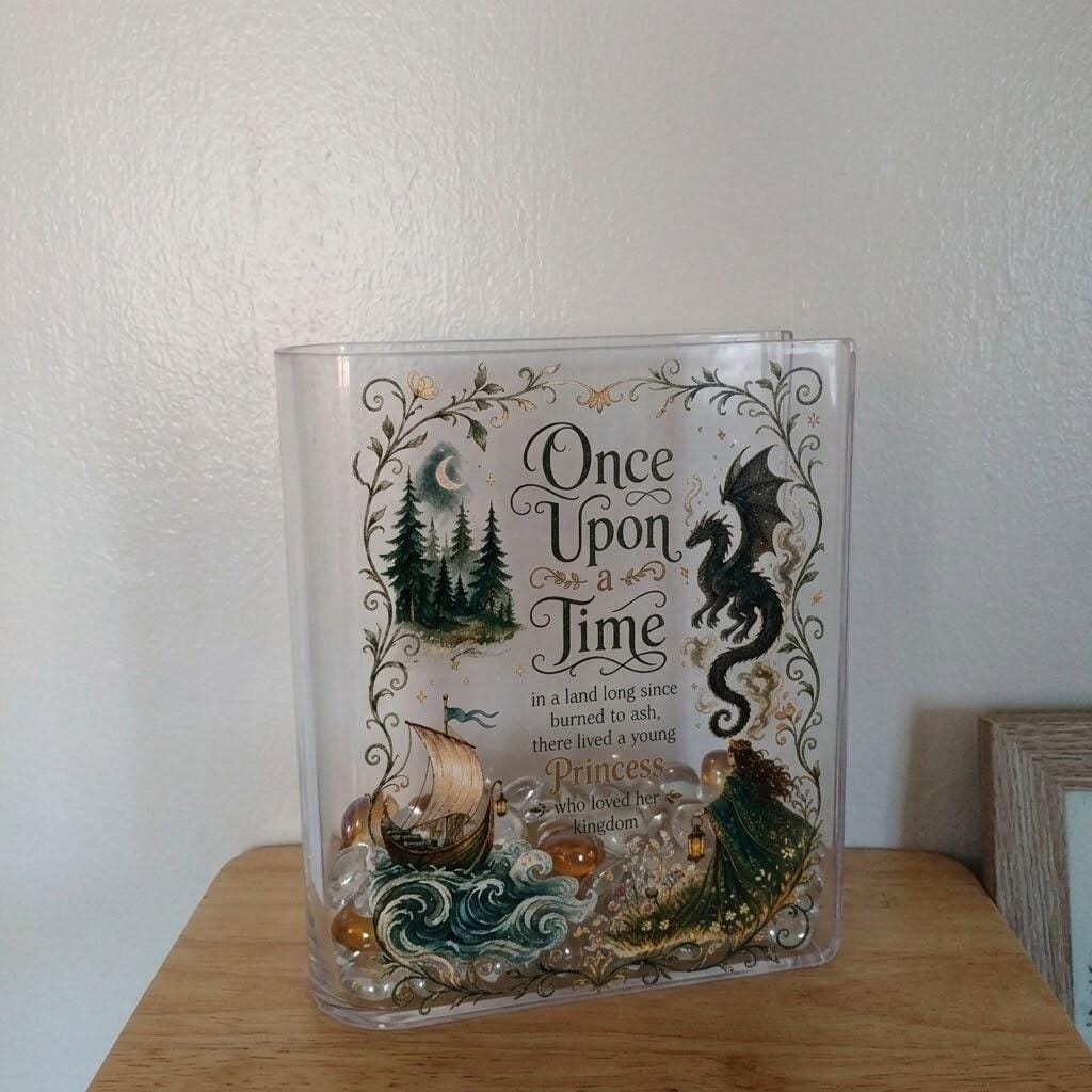 Customer photo review of Once Upon a Time Book  Acrylic Book Vase Book Lover Gift