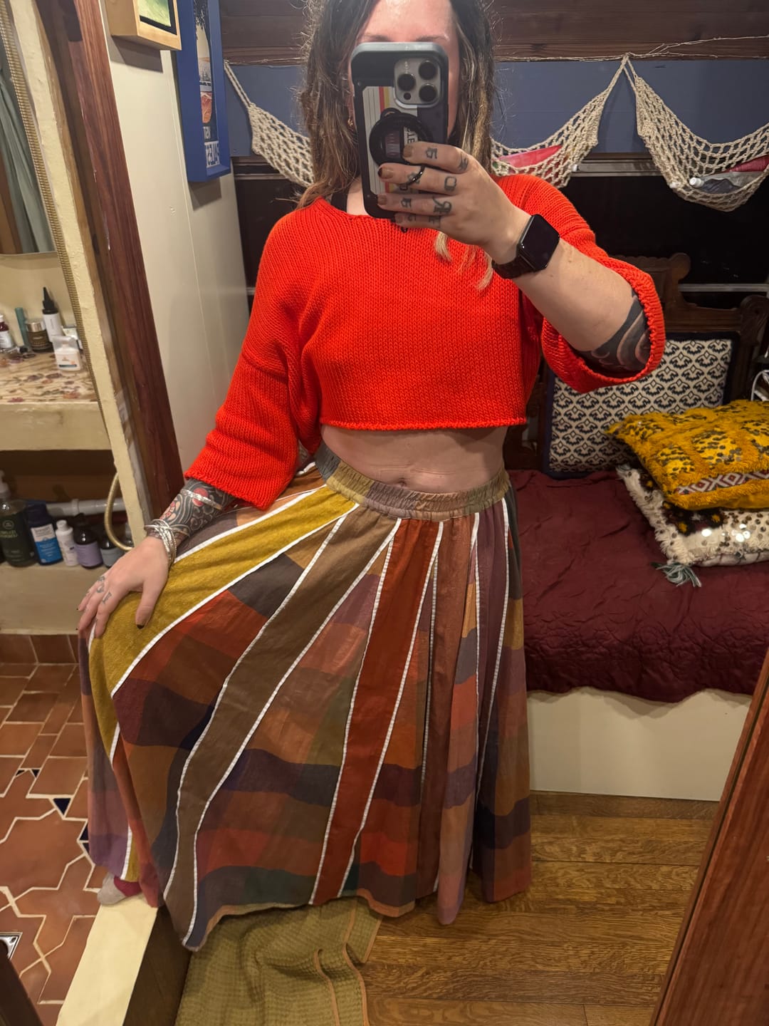 Customer photo review of KATE SKIRT | CONFETTI CHEX X STRIPES