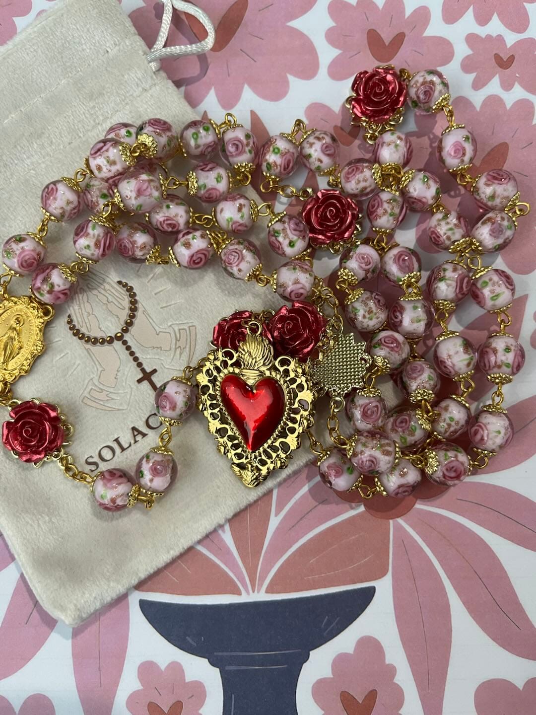 Customer photo review of SolaceBeads Handmade Floral Glass Rosary : Lampworkbeads Beads with Rose, Crafted With Devout Spirit