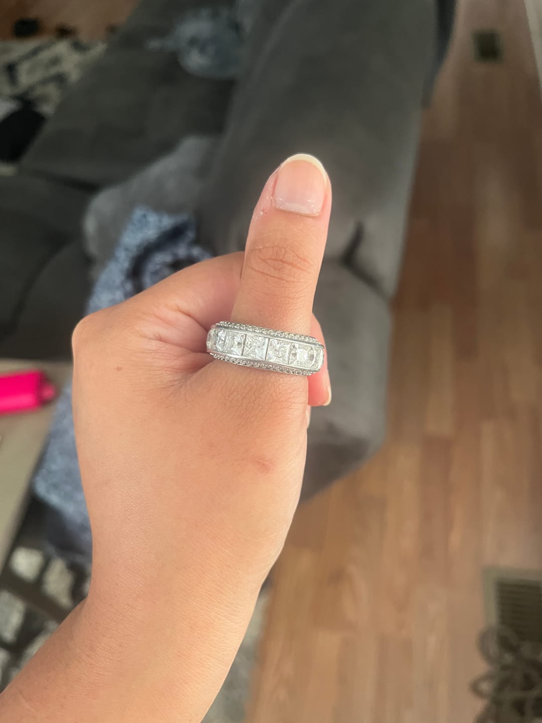 Customer photo review of Bold Multi-Row Princess Cut Anniversary Band