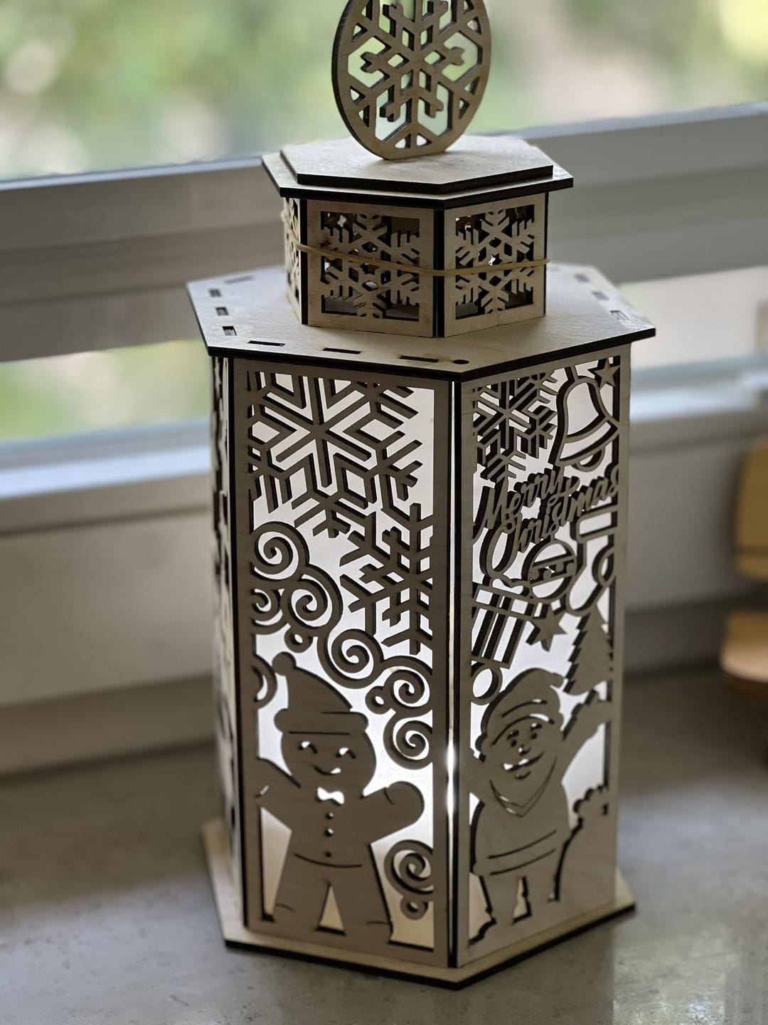 Customer photo review of Christmas Ornaments Light Night Lantern SVG Laser Cut