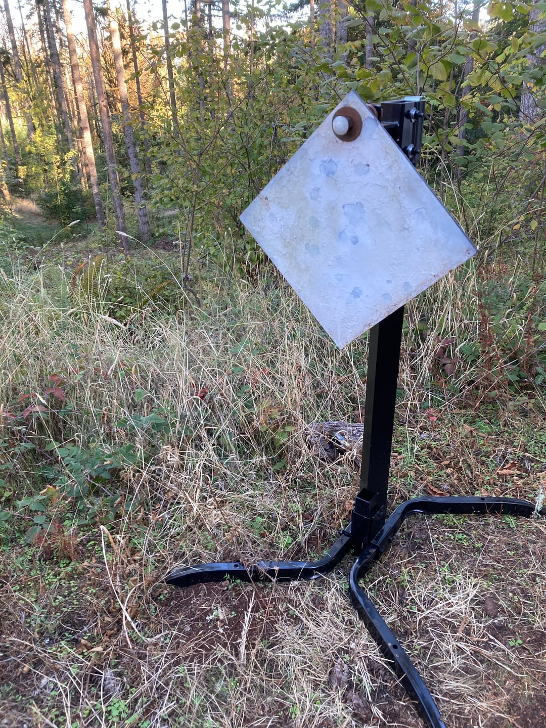 Customer photo review of X-leg Base Target Stand + 2X4 Target Hanger + Adjustable Steel Post