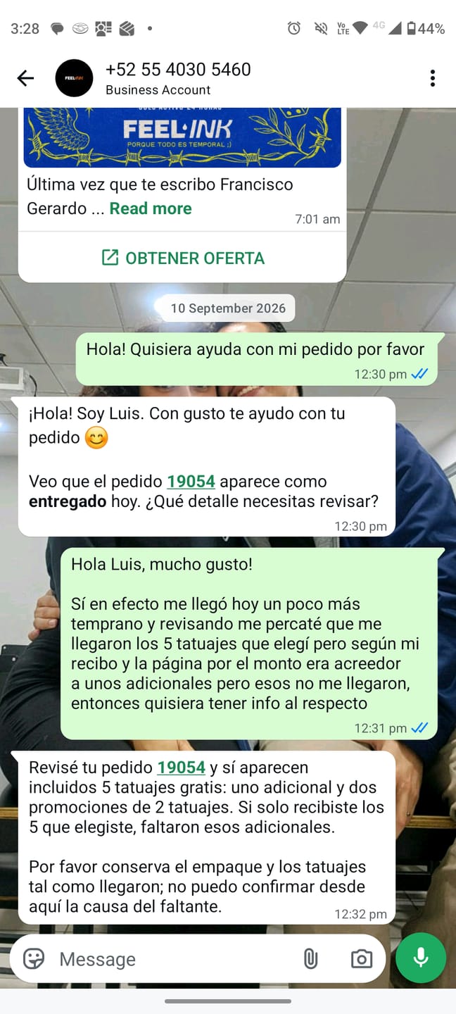 Customer photo review of 2 Tatuajes GRATIS