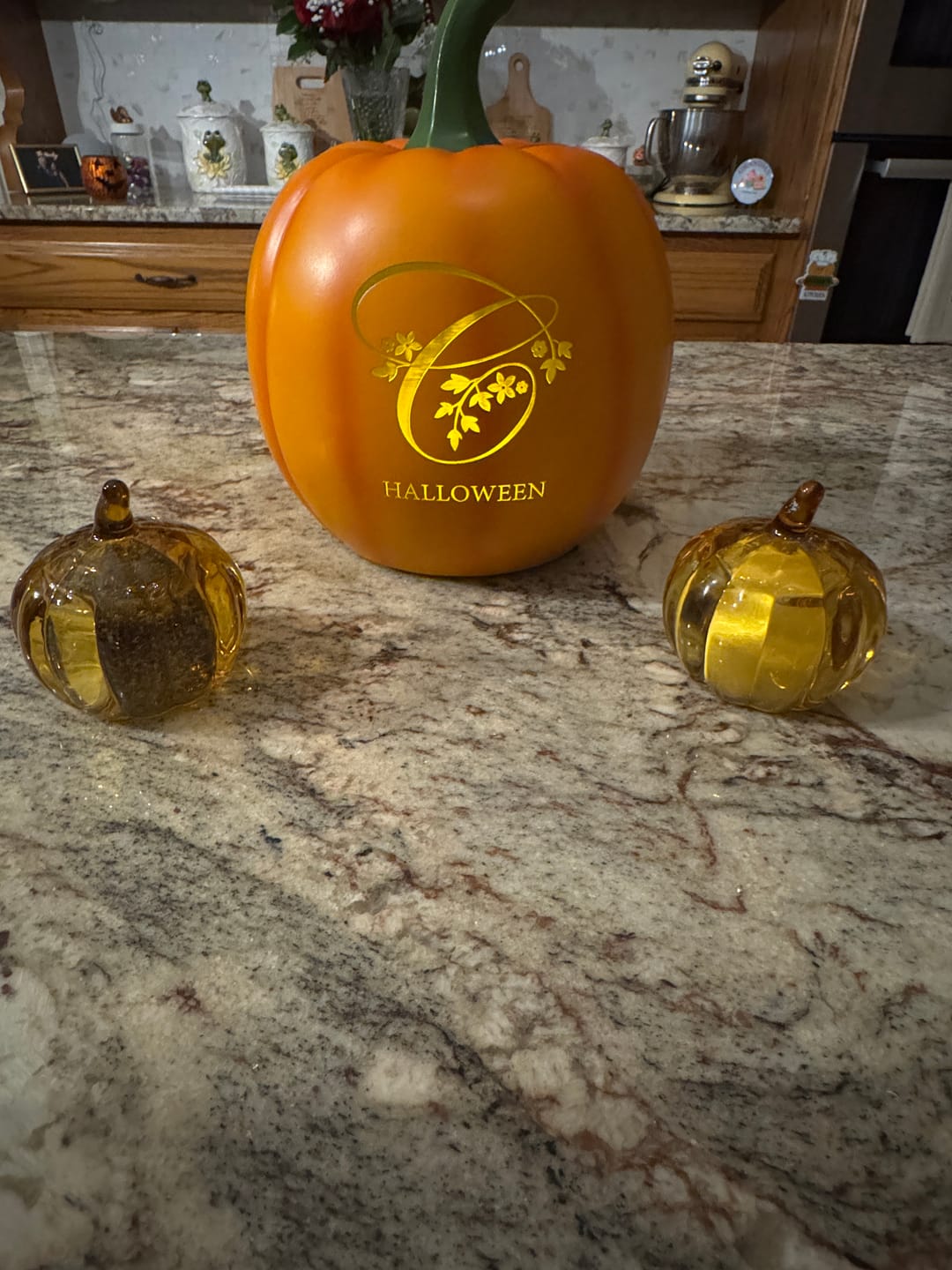 Customer photo review of Harvest Amber Pumpkin Salt & Pepper Shaker Set