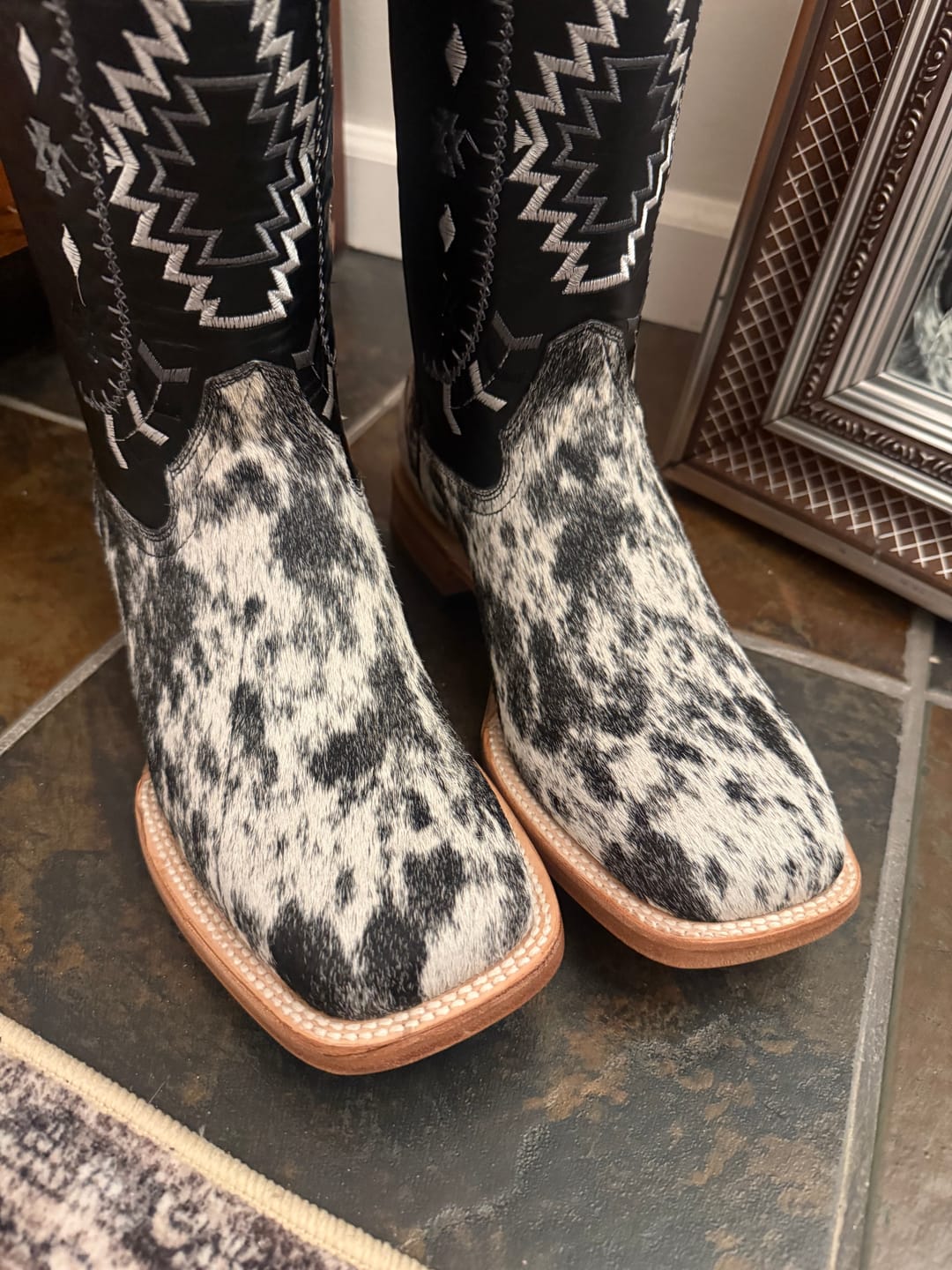 Customer photo review of Genuine Cowhide Boots - Square Toe