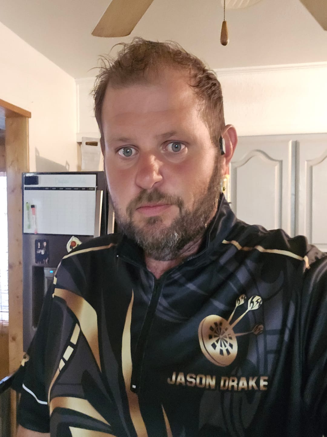Customer photo review of Black And Gold Dartboard Crown Dart Shirts For Men Custom Dart Jersey Team Polo & Quarter Zip TDM3835