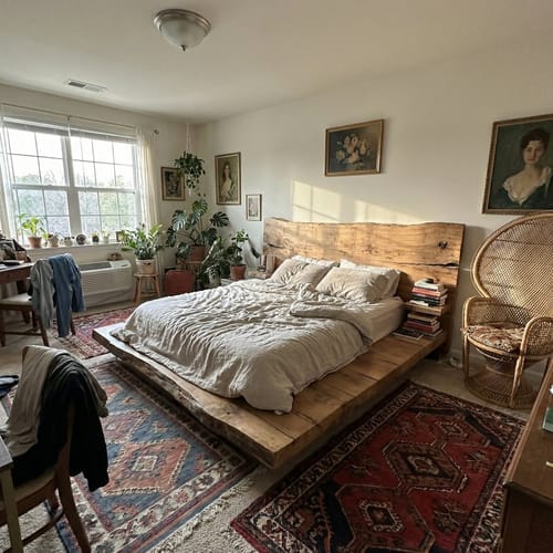 Customer photo review of Rustic Solid Wood Platform Bed Bedroom