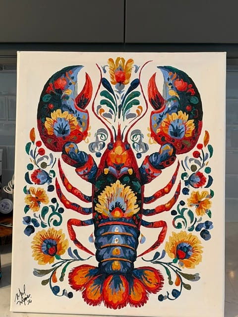 Customer photo review of Ukrainian Petrykivka Lobster | Paint by Number