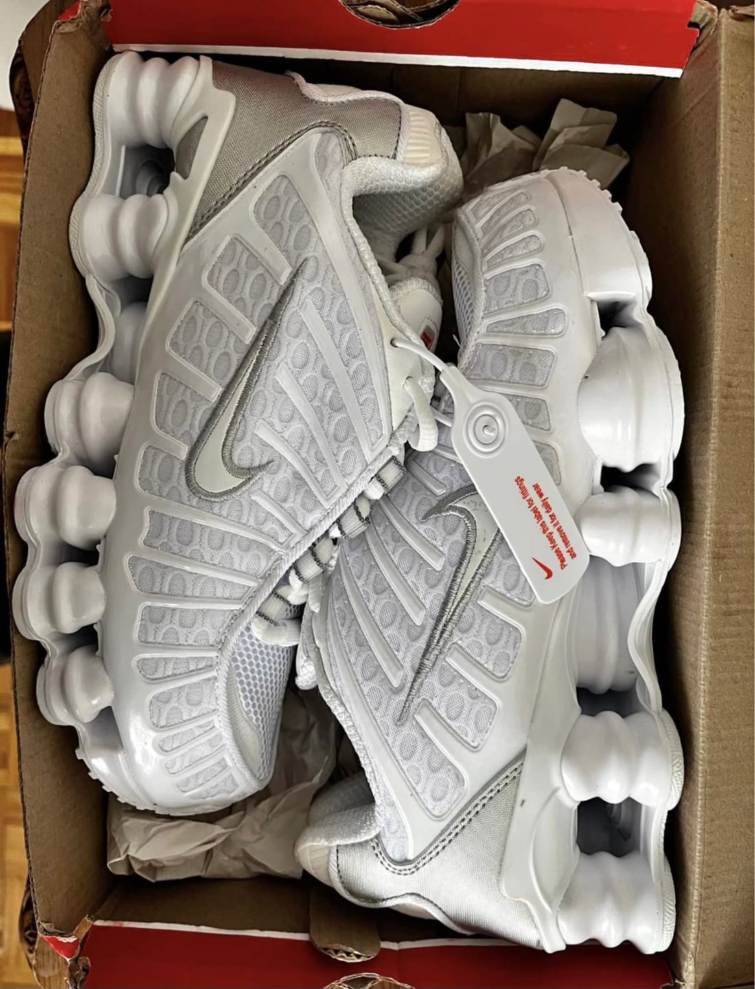 Customer photo review of Shox TL "White" sneakers